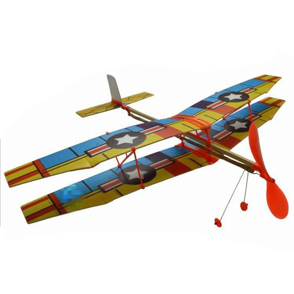 Educational Toy Christmas best gift Elastic Rubber Airplane DIY Foam Aircraft Powered Flying Glider Assembly Plane Model
