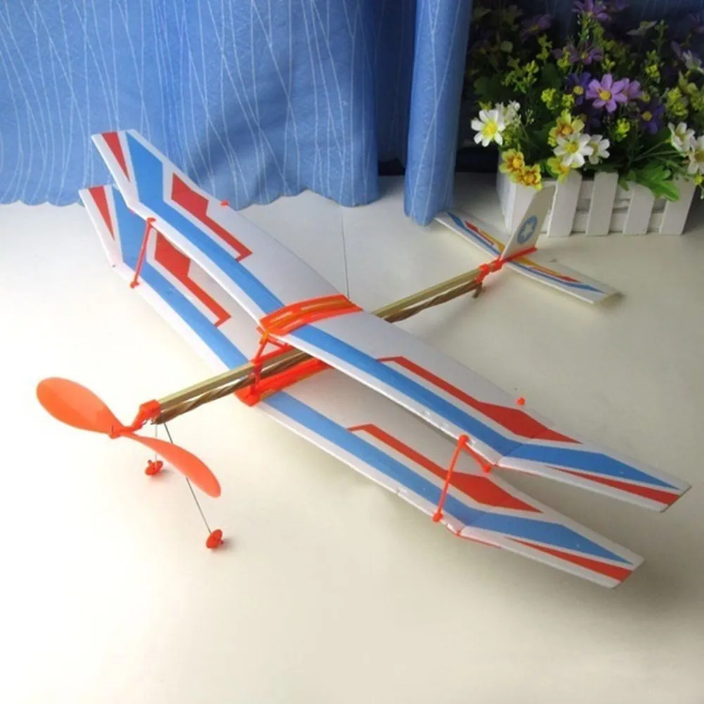 Educational Toy Christmas best gift Elastic Rubber Airplane DIY Foam Aircraft Powered Flying Glider Assembly Plane Model