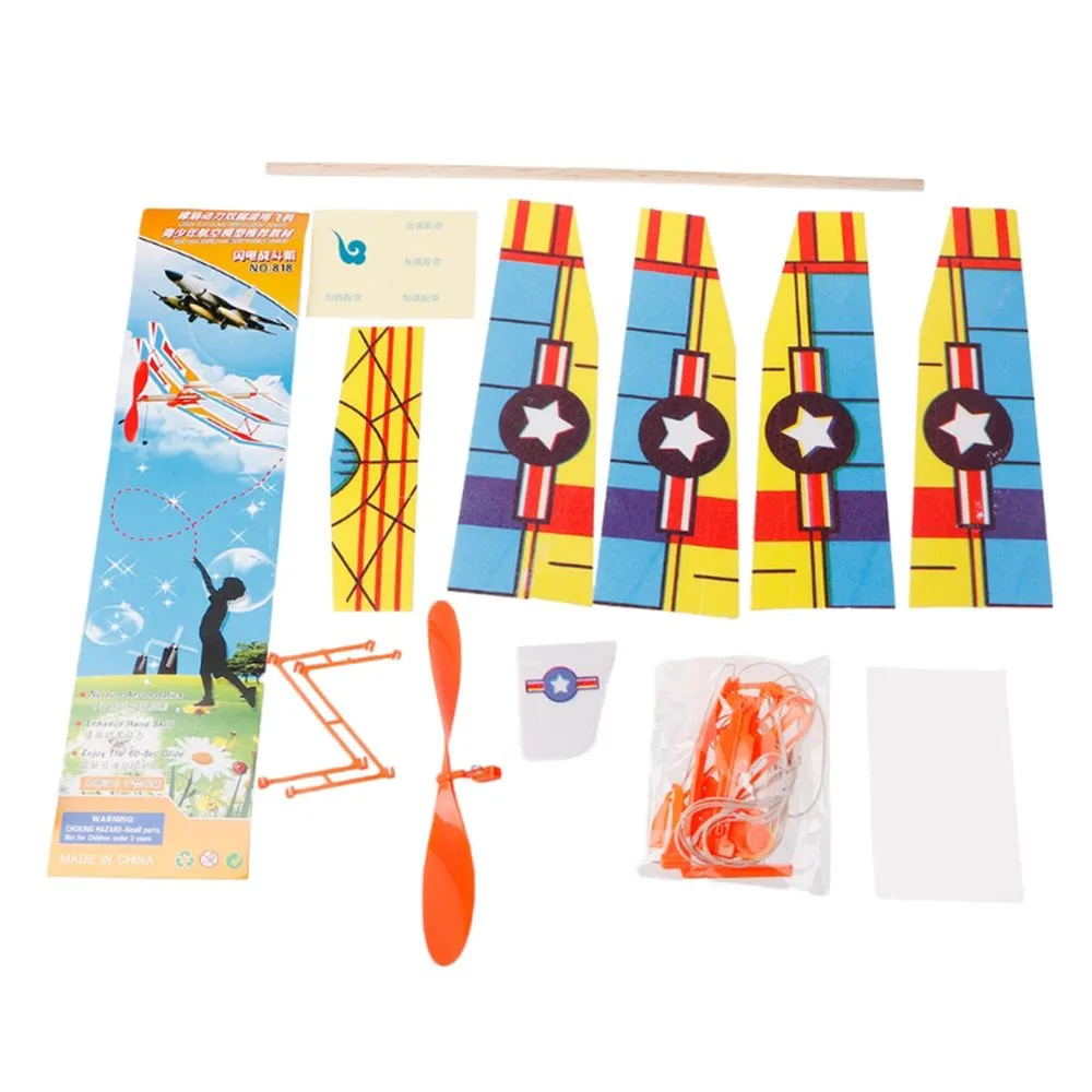 Educational Toy Christmas best gift Elastic Rubber Airplane DIY Foam Aircraft Powered Flying Glider Assembly Plane Model