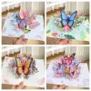 New 3D Butterfly Pop up Card Best Wishes Daisy Post Card Ornament Invitations Congratulation Card Mother's Day