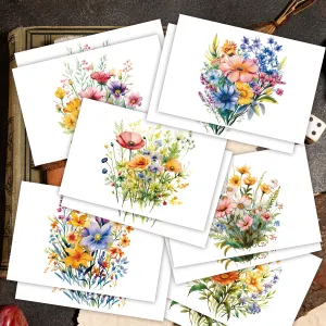 12pcs Retro Flower Design Greeting Cards With Envelopes Wildflower Note Cards For Birthday, Friendship Day, Congratulations Gift