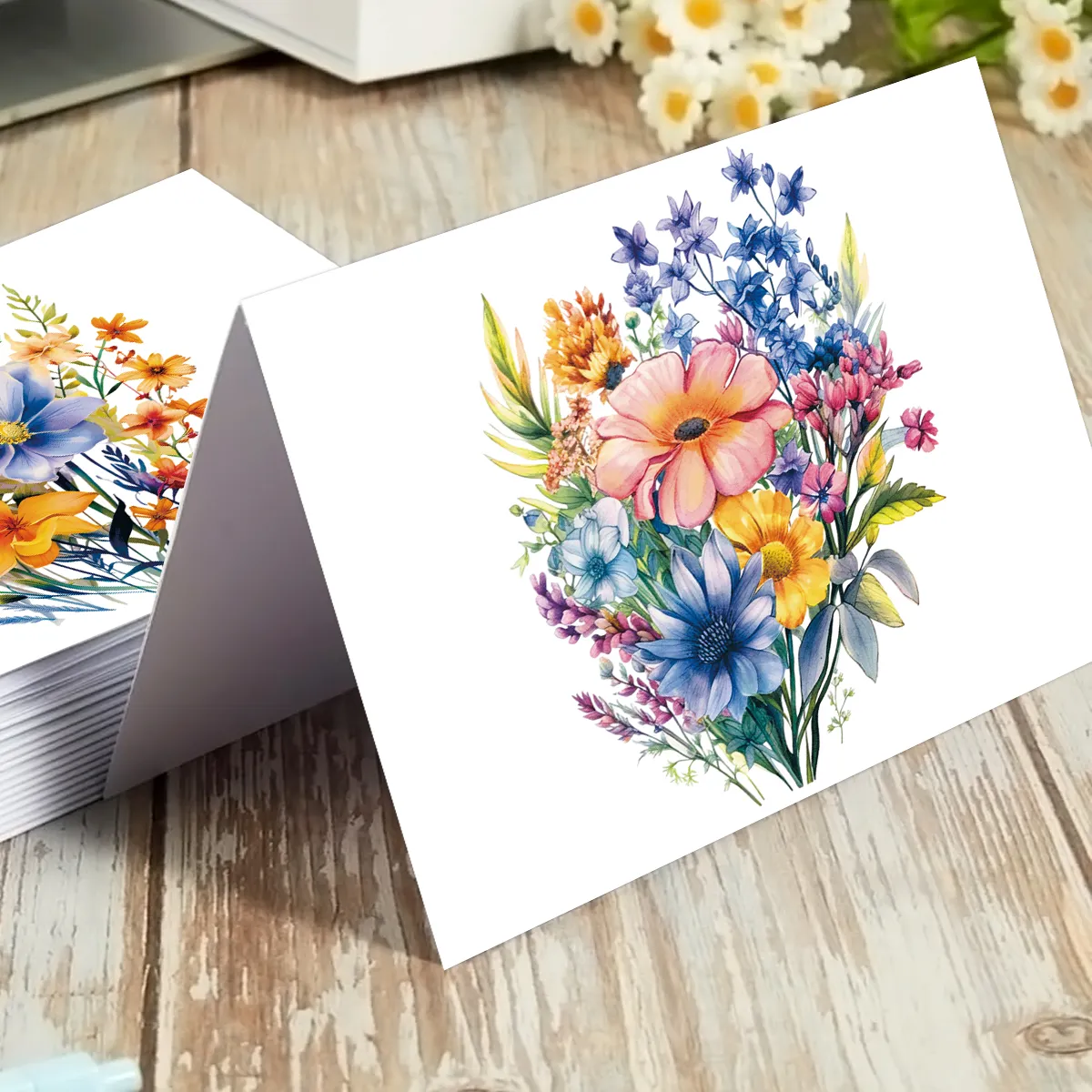 12pcs Retro Flower Design Greeting Cards With Envelopes Wildflower Note Cards For Birthday, Friendship Day, Congratulations Gift