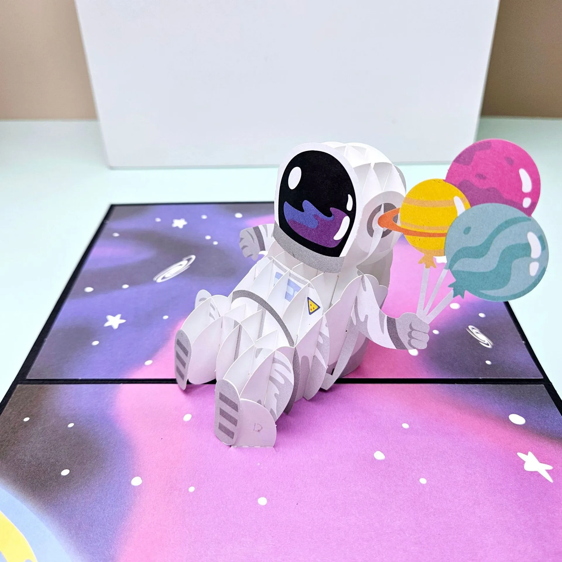 3D Space Astronaut Greeting Card Astronaut Planet Star Rocket Birthday Paper Cards For Congratulations Children's Day Father Day