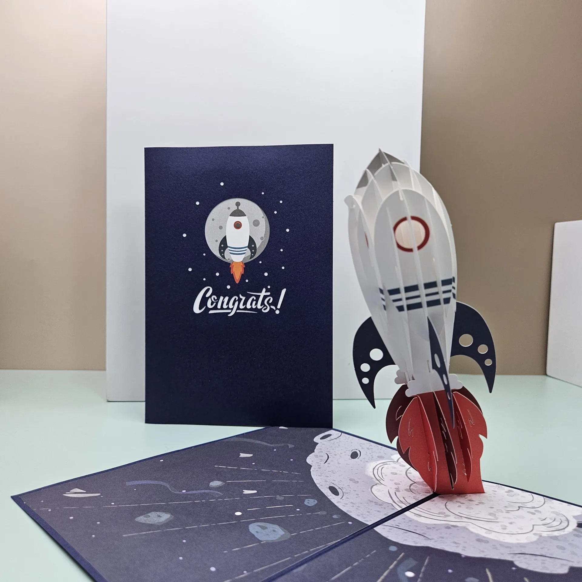 3D Space Astronaut Greeting Card Astronaut Planet Star Rocket Birthday Paper Cards For Congratulations Children's Day Father Day