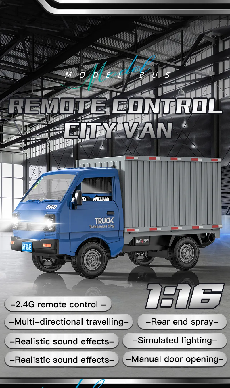 New KF21 1:16 2.4GHZ Remote Control Car Simulates Drift And Climbing Trucks With Spray And LED Lights Toy For Children Boys Gift