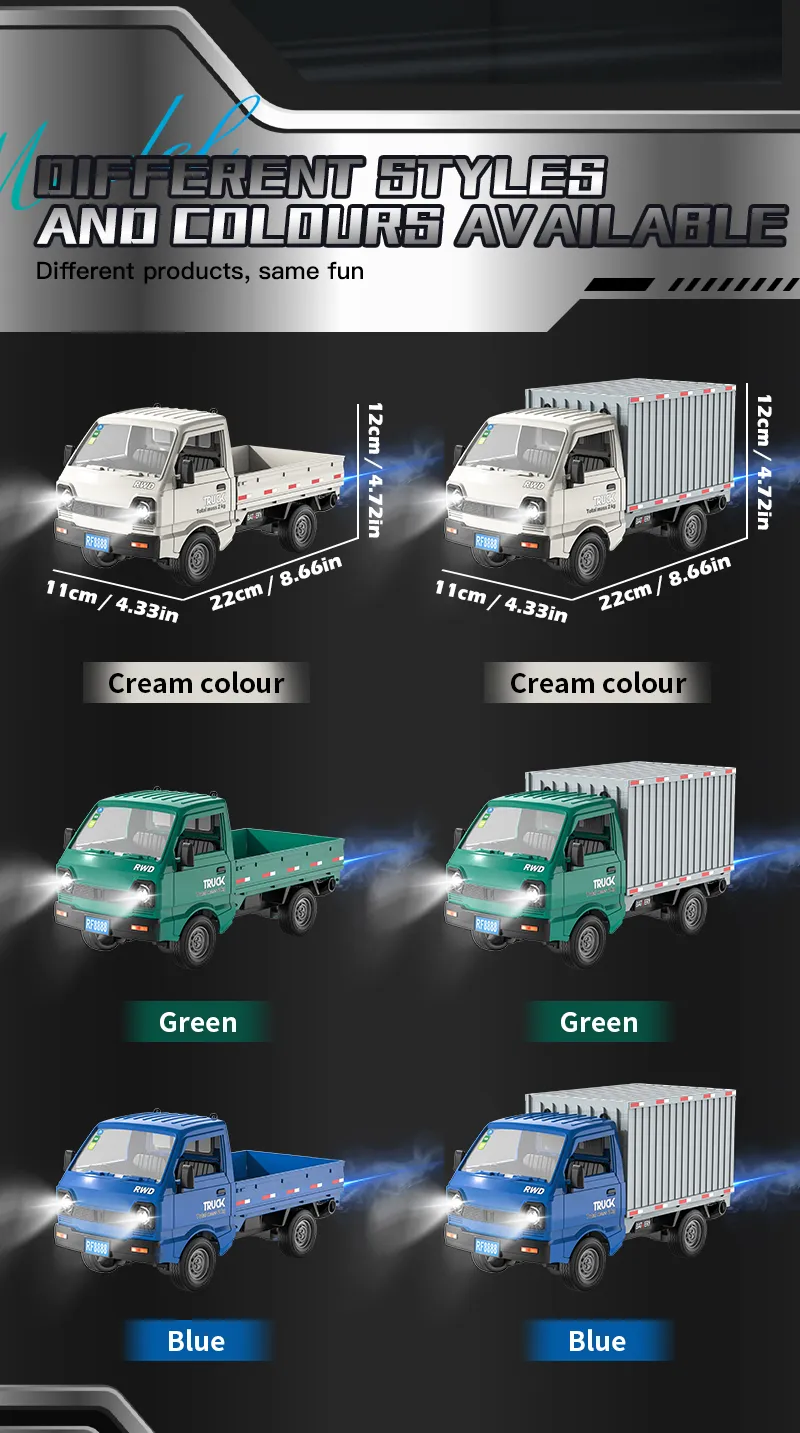 New KF21 1:16 2.4GHZ Remote Control Car Simulates Drift And Climbing Trucks With Spray And LED Lights Toy For Children Boys Gift