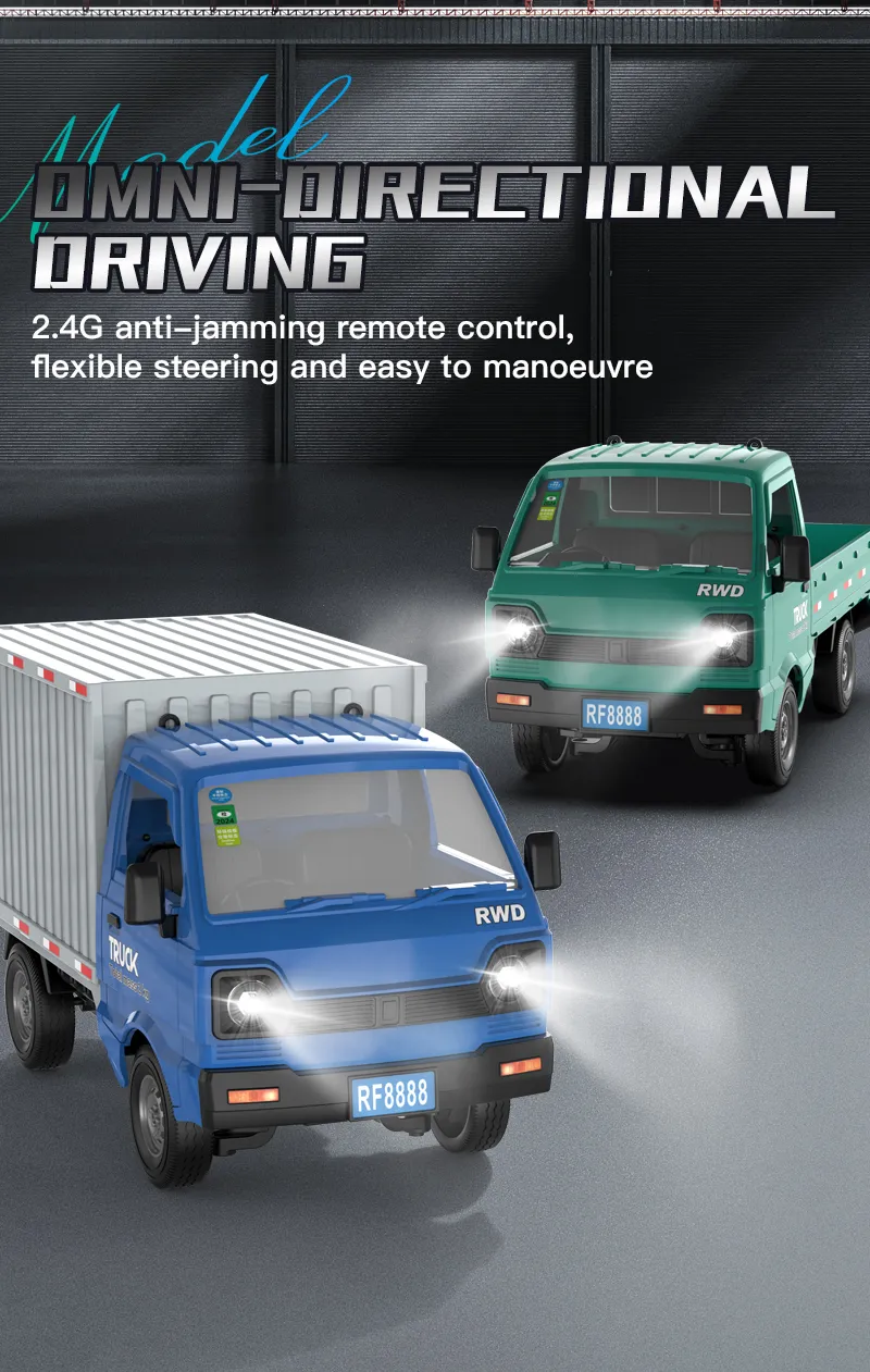 New KF21 1:16 2.4GHZ Remote Control Car Simulates Drift And Climbing Trucks With Spray And LED Lights Toy For Children Boys Gift