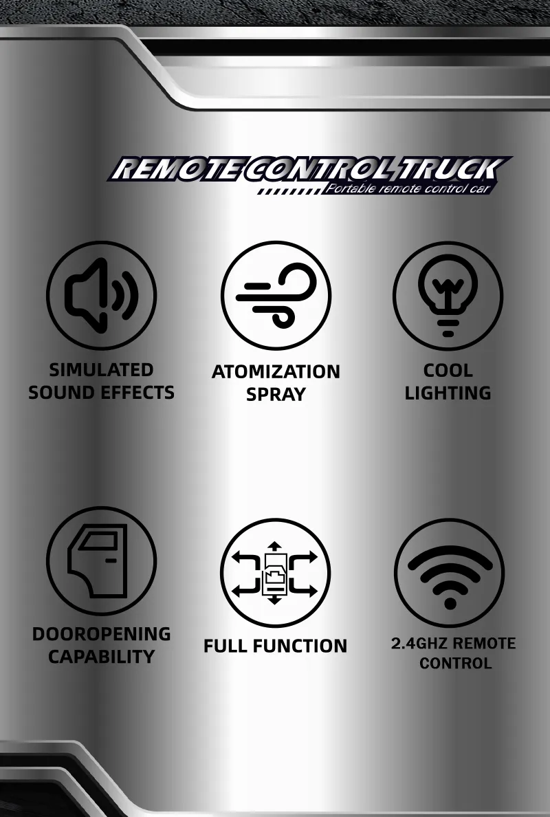 New KF21 1:16 2.4GHZ Remote Control Car Simulates Drift And Climbing Trucks With Spray And LED Lights Toy For Children Boys Gift