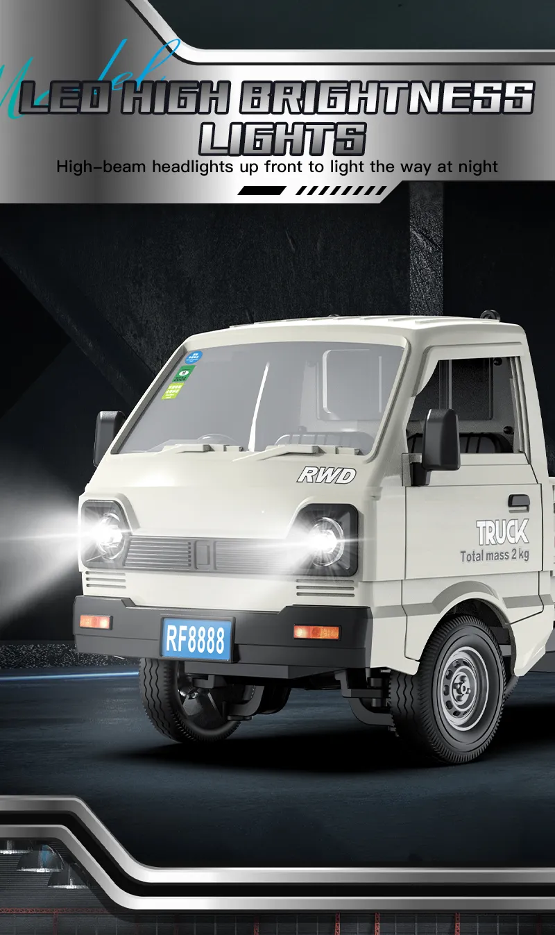 New KF21 1:16 2.4GHZ Remote Control Car Simulates Drift And Climbing Trucks With Spray And LED Lights Toy For Children Boys Gift