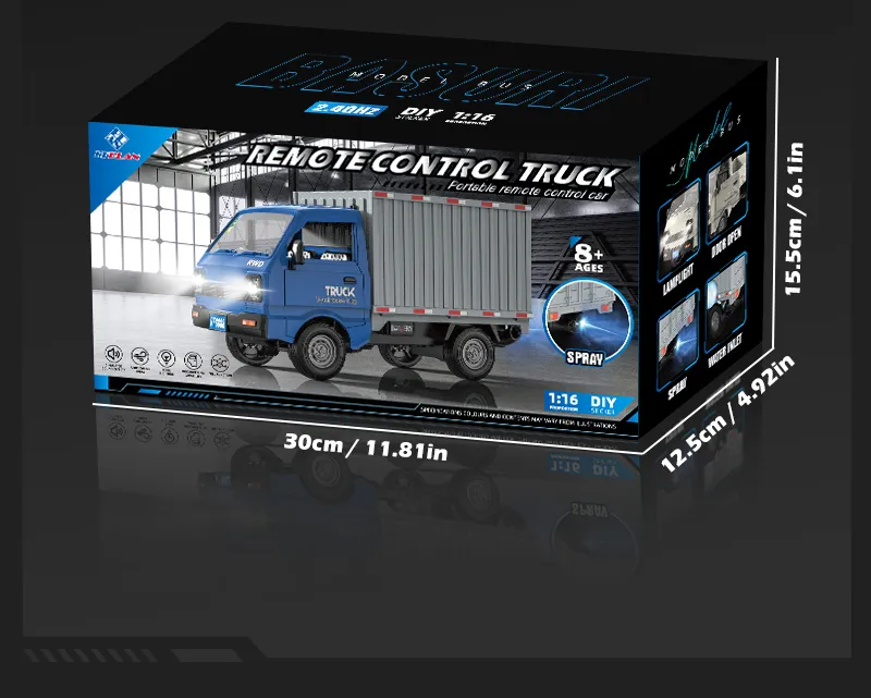 New KF21 1:16 2.4GHZ Remote Control Car Simulates Drift And Climbing Trucks With Spray And LED Lights Toy For Children Boys Gift