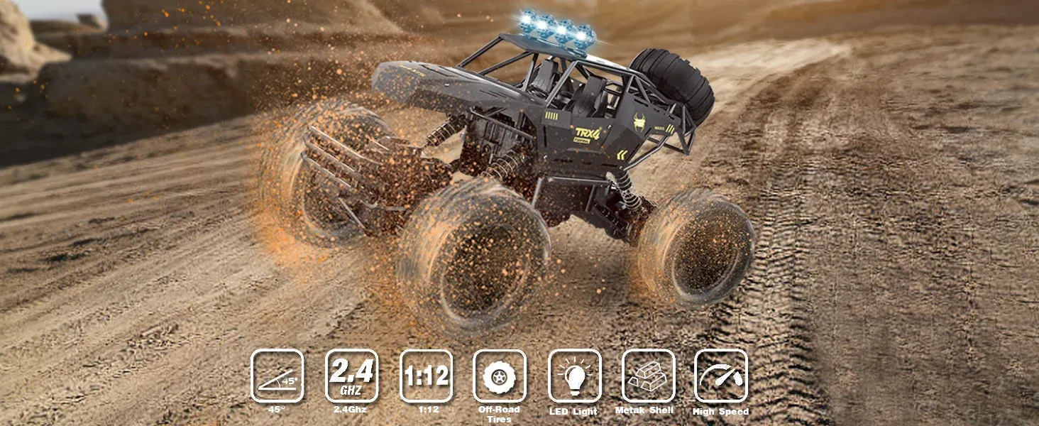 RC Off road Truck 1/12 4WD RTR Durable Beginner All Terrain RC Car High Speed 20Km/h Remote Control Monster Truck Adult Gift Toy