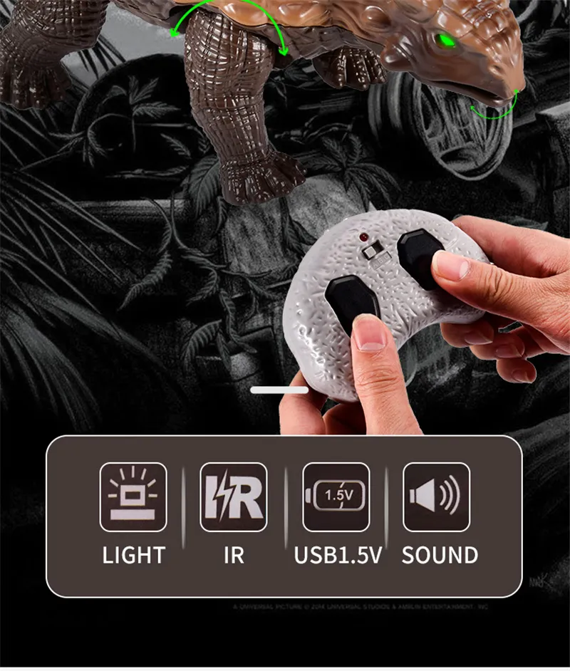RC Dinosaur Kids Toy Remote Control Dinosaur With Light Electric Toy Radio-Controlled Animal Children Birthday Gift Ankylosaurus