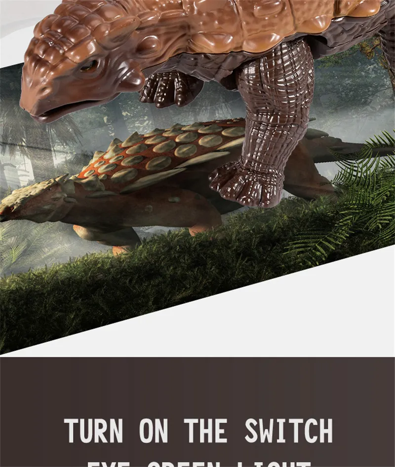 RC Dinosaur Kids Toy Remote Control Dinosaur With Light Electric Toy Radio-Controlled Animal Children Birthday Gift Ankylosaurus