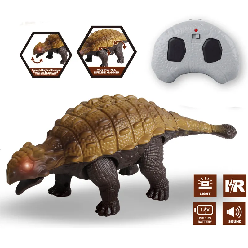 RC Dinosaur Kids Toy Remote Control Dinosaur With Light Electric Toy Radio-Controlled Animal Children Birthday Gift Ankylosaurus