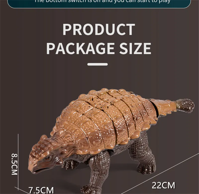RC Dinosaur Kids Toy Remote Control Dinosaur With Light Electric Toy Radio-Controlled Animal Children Birthday Gift Ankylosaurus