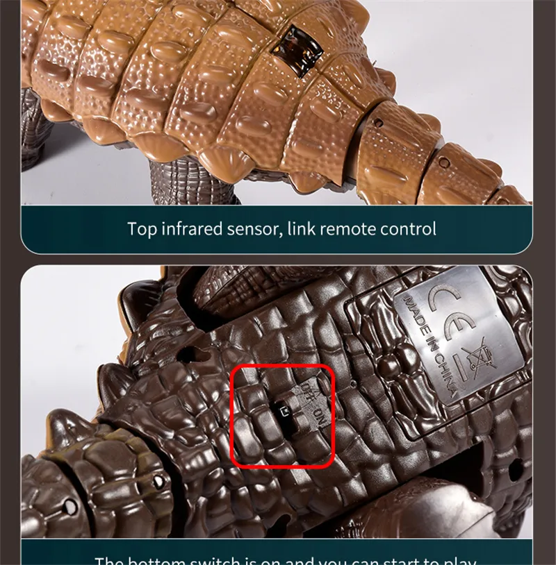 RC Dinosaur Kids Toy Remote Control Dinosaur With Light Electric Toy Radio-Controlled Animal Children Birthday Gift Ankylosaurus