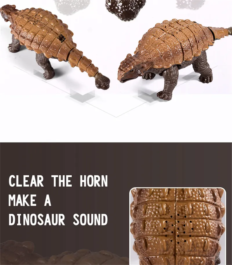 RC Dinosaur Kids Toy Remote Control Dinosaur With Light Electric Toy Radio-Controlled Animal Children Birthday Gift Ankylosaurus