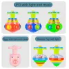 UFO Flashing Spinning Top Kids Gyro Light Up Toy Kids Piggy LED Music Gyroscope Launcher Rotating Toys Fun Birthday Party Favors