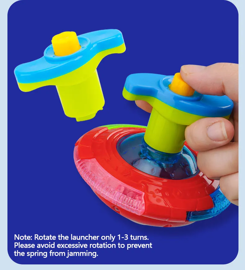 UFO Flashing Wing Spinning Top Kids Gyro Light Up Toy Kids LED Music Gyroscope Launcher Rotating Toys Fun Birthday Party Favors