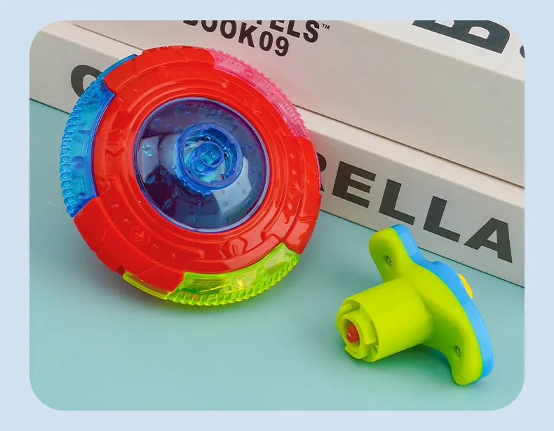 UFO Flashing Wing Spinning Top Kids Gyro Light Up Toy Kids LED Music Gyroscope Launcher Rotating Toys Fun Birthday Party Favors