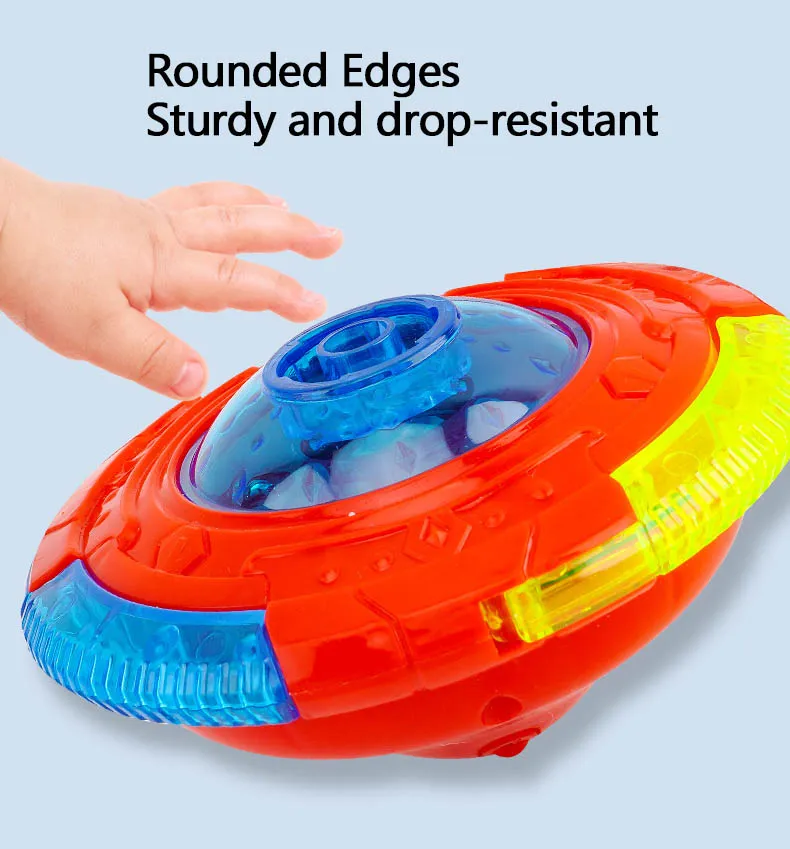 UFO Flashing Wing Spinning Top Kids Gyro Light Up Toy Kids LED Music Gyroscope Launcher Rotating Toys Fun Birthday Party Favors