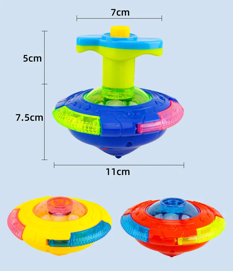 UFO Flashing Wing Spinning Top Kids Gyro Light Up Toy Kids LED Music Gyroscope Launcher Rotating Toys Fun Birthday Party Favors