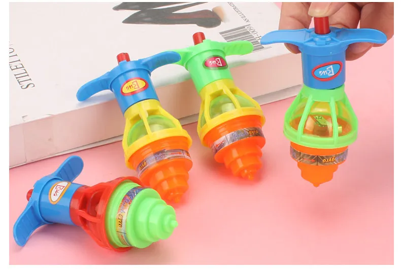 Light Up Spinning Tops Luminous Colorful Top Ejection Toy Classic Gyroscope Novelty Bulk Toys Party Favors for Kids Children