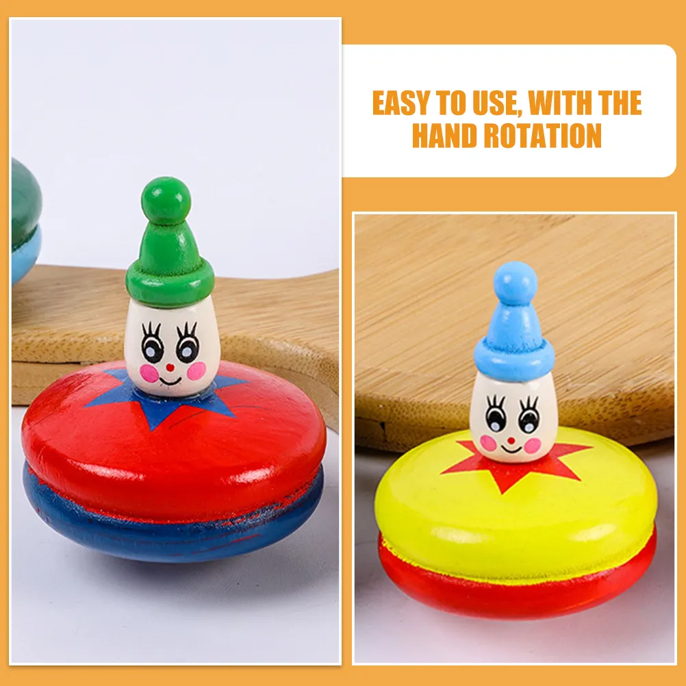 4 Pcs Wooden Spinning Top Tops Toys Mini Gyro Handmade Activity Gyroscopes Kids