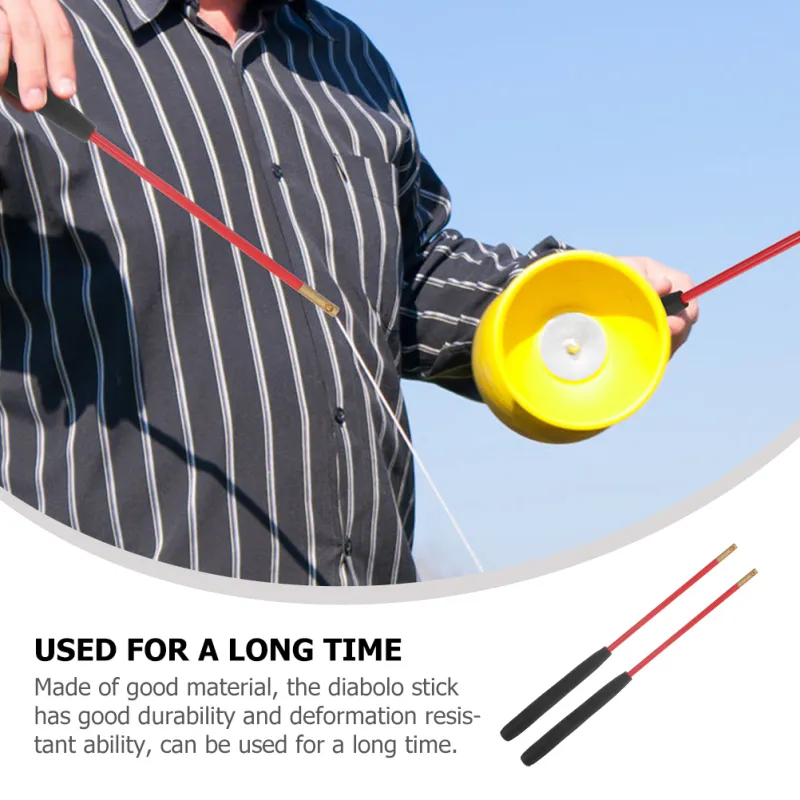 1Pair Non Slip Handle Diabolo Stick Chinese Diabolo Handsticks Juggling Stick YoYo Hobby Collectibles Glass Fiber Rod Copper
