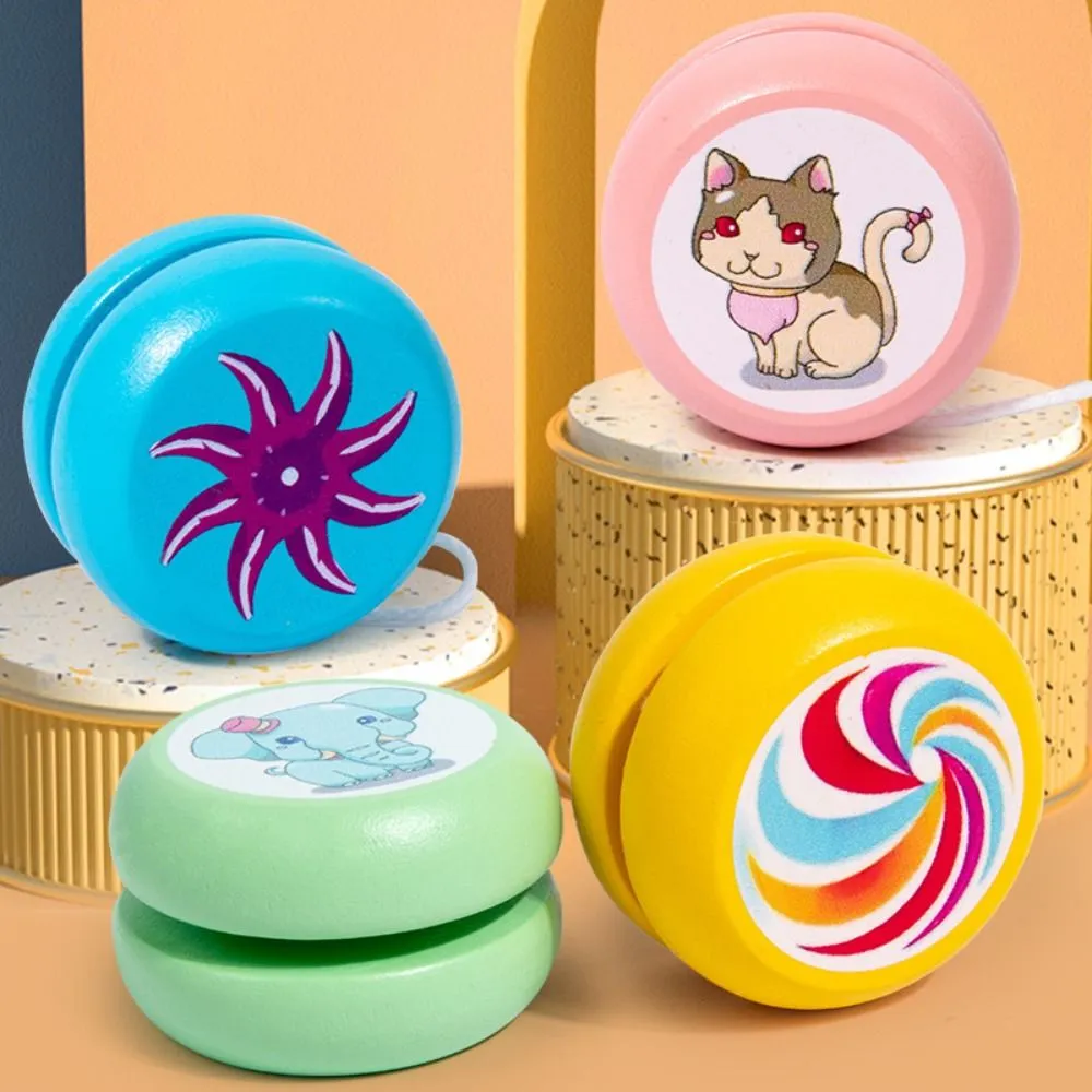 Fashion Wooden 2A Yoyo Toy Brainstorming Concentration Yoyo Ball Cartoon Beginner Developmental Toys Children