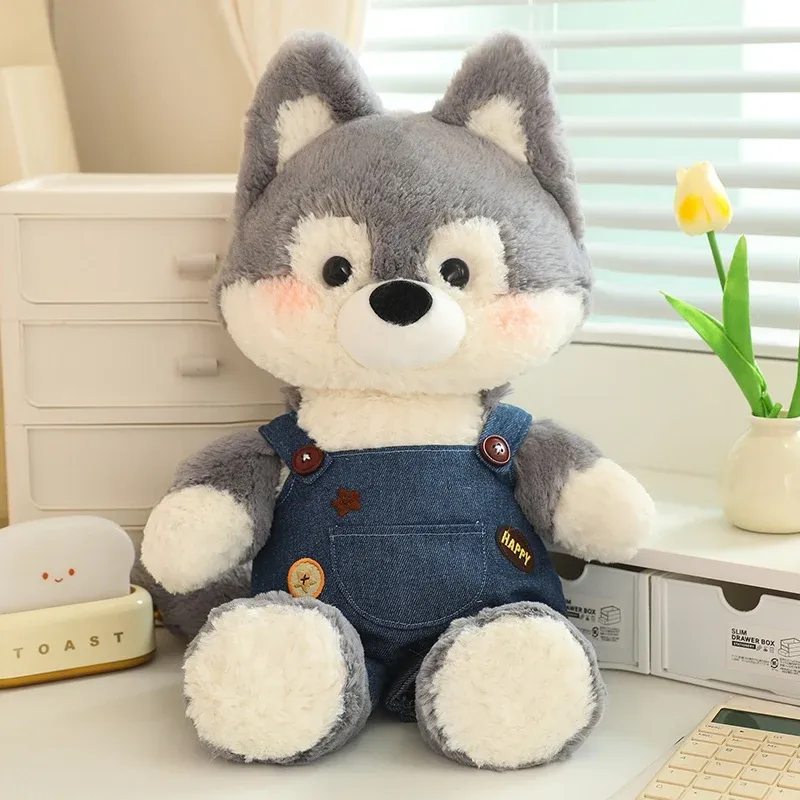 50cm New Kawaii Running Fox Wolf Plush Toys Cartoon Stuffed Animal Lovely Soft Cuddly Baby Plushie Doll Toy for Girls Gift Decor