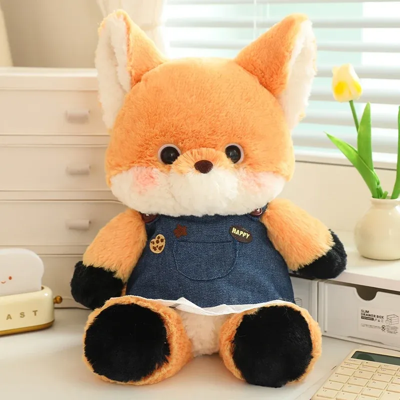 50cm New Kawaii Running Fox Wolf Plush Toys Cartoon Stuffed Animal Lovely Soft Cuddly Baby Plushie Doll Toy for Girls Gift Decor