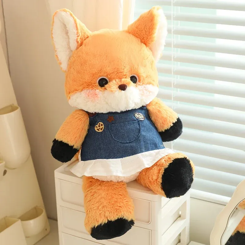 50cm New Kawaii Running Fox Wolf Plush Toys Cartoon Stuffed Animal Lovely Soft Cuddly Baby Plushie Doll Toy for Girls Gift Decor