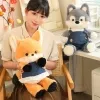 50cm New Kawaii Running Fox Wolf Plush Toys Cartoon Stuffed Animal Lovely Soft Cuddly Baby Plushie Doll Toy for Girls Gift Decor