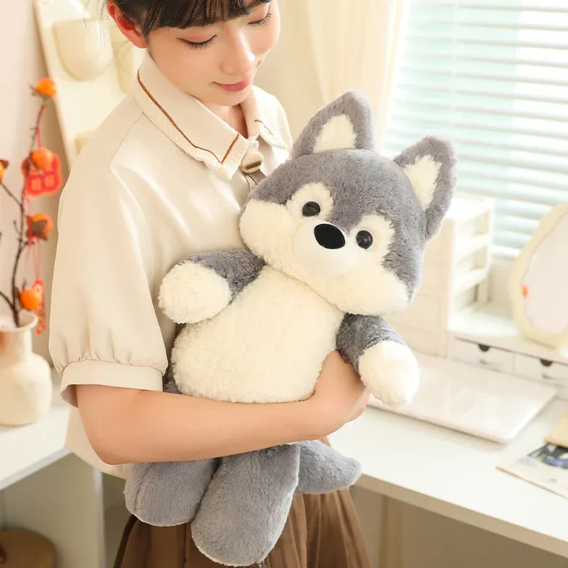 50cm New Kawaii Running Fox Wolf Plush Toys Cartoon Stuffed Animal Lovely Soft Cuddly Baby Plushie Doll Toy for Girls Gift Decor