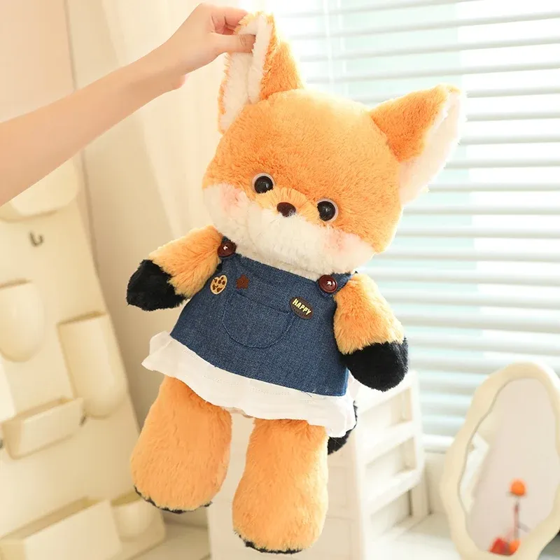 50cm New Kawaii Running Fox Wolf Plush Toys Cartoon Stuffed Animal Lovely Soft Cuddly Baby Plushie Doll Toy for Girls Gift Decor