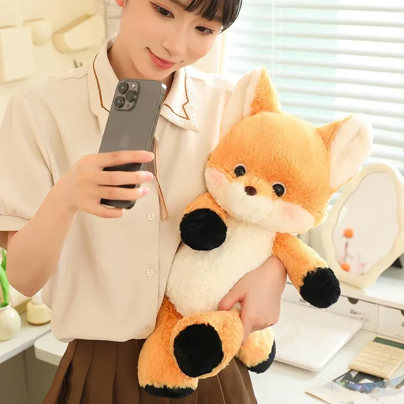 50cm New Kawaii Running Fox Wolf Plush Toys Cartoon Stuffed Animal Lovely Soft Cuddly Baby Plushie Doll Toy for Girls Gift Decor