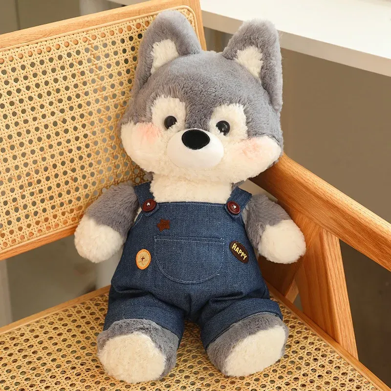 50cm New Kawaii Running Fox Wolf Plush Toys Cartoon Stuffed Animal Lovely Soft Cuddly Baby Plushie Doll Toy for Girls Gift Decor