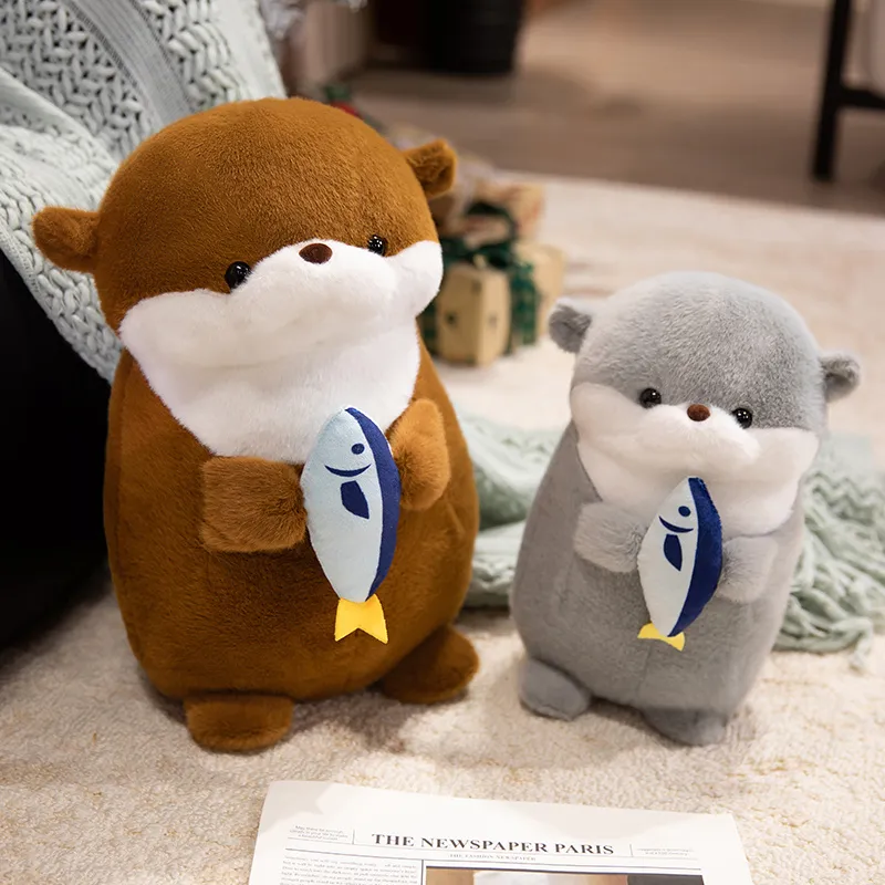 1pc New Otter Hug Fish Plush Toys Stuffed Wild Animal Cartoon Dolls Soft Sloth Throw Pillow Christmas Birthday Gift for Kids
