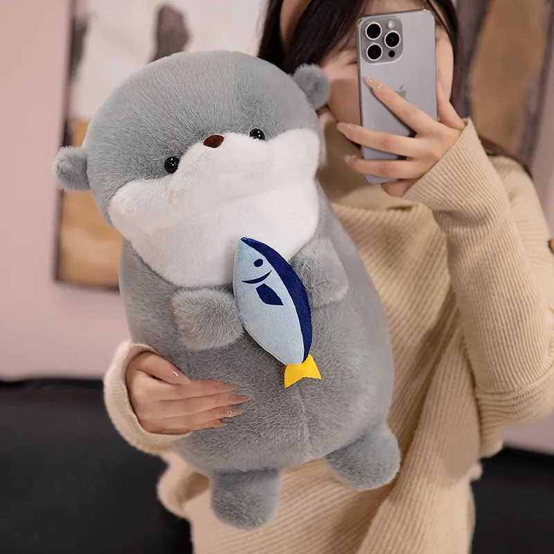 1pc New Otter Hug Fish Plush Toys Stuffed Wild Animal Cartoon Dolls Soft Sloth Throw Pillow Christmas Birthday Gift for Kids