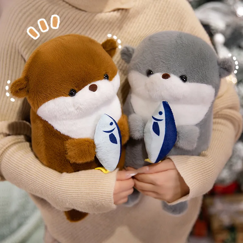 1pc New Otter Hug Fish Plush Toys Stuffed Wild Animal Cartoon Dolls Soft Sloth Throw Pillow Christmas Birthday Gift for Kids
