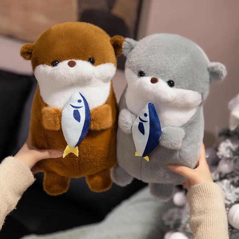 1pc New Otter Hug Fish Plush Toys Stuffed Wild Animal Cartoon Dolls Soft Sloth Throw Pillow Christmas Birthday Gift for Kids