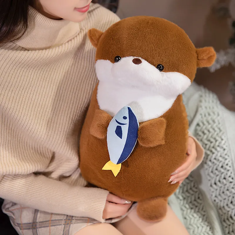 1pc New Otter Hug Fish Plush Toys Stuffed Wild Animal Cartoon Dolls Soft Sloth Throw Pillow Christmas Birthday Gift for Kids