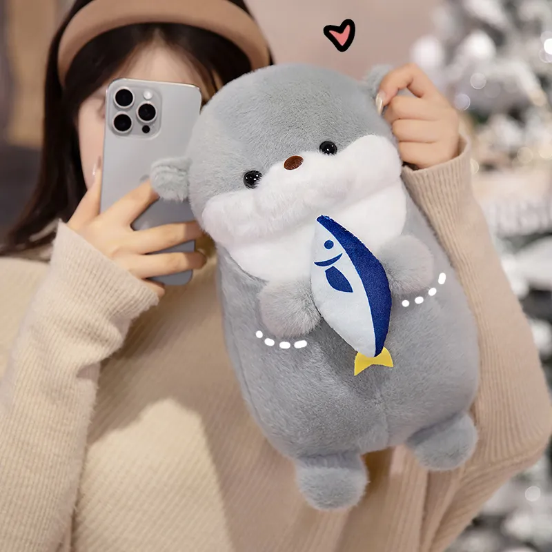 1pc New Otter Hug Fish Plush Toys Stuffed Wild Animal Cartoon Dolls Soft Sloth Throw Pillow Christmas Birthday Gift for Kids