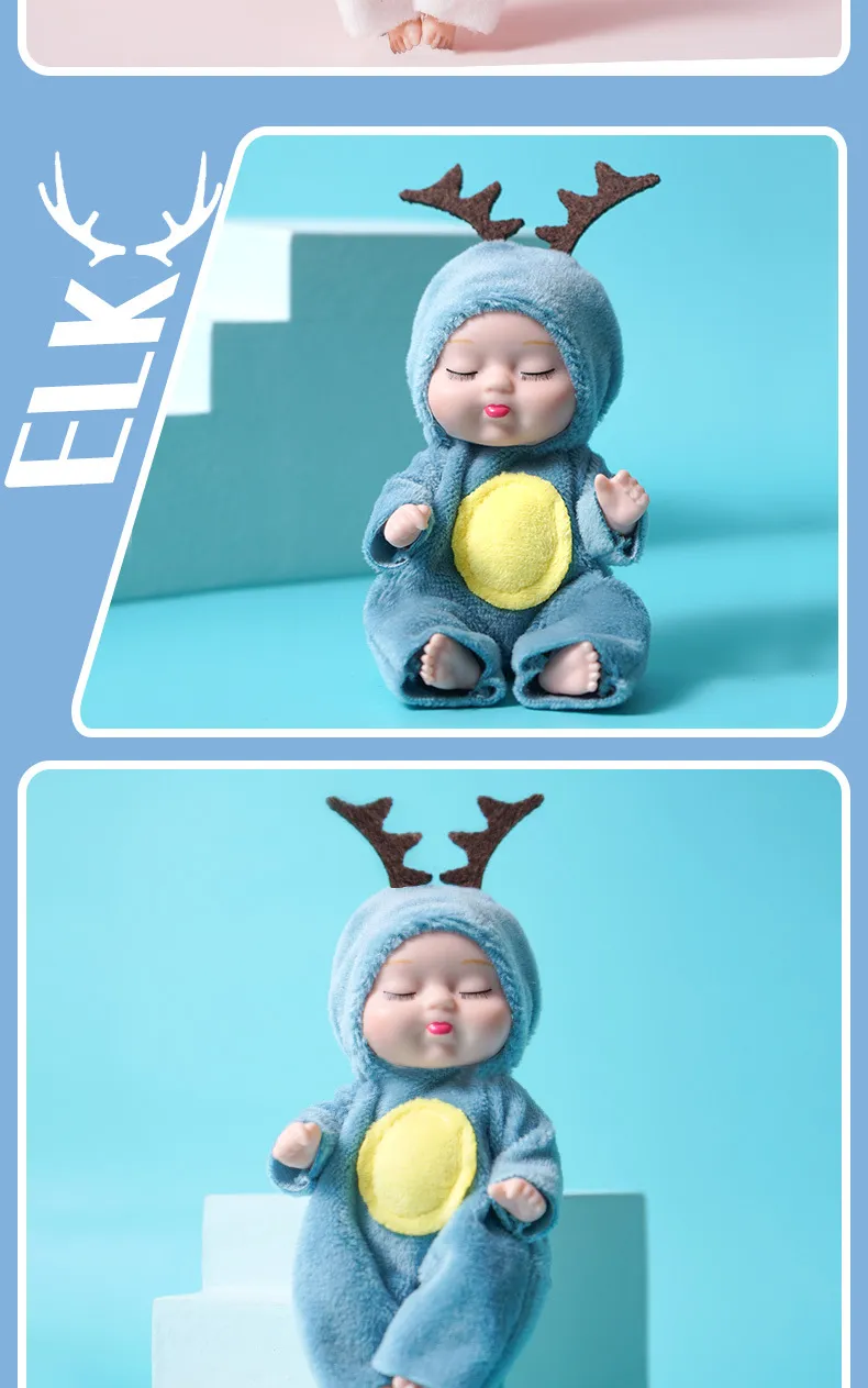 1PCS Simulation Princess Dolls Toy Mini Cute Sleeping Baby Series Doll Cartoon Animal Toy For Kids Kawaii Dolls Girl's Gift