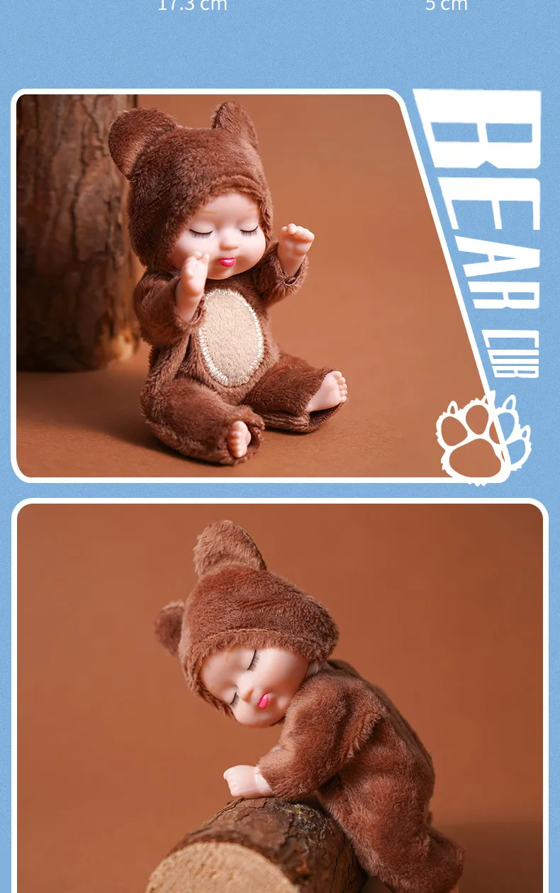 1PCS Simulation Princess Dolls Toy Mini Cute Sleeping Baby Series Doll Cartoon Animal Toy For Kids Kawaii Dolls Girl's Gift