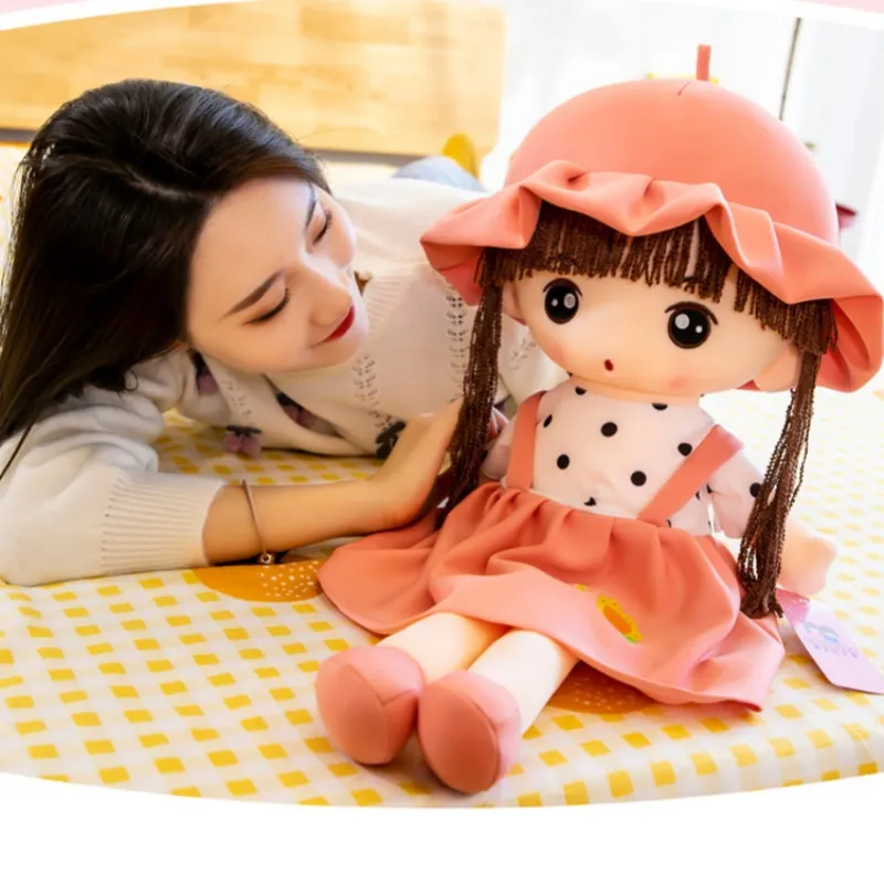 45cm Super Kawaii Plush Girls Doll with Clothes Kid Girls Baby Appease Toys Stuffed  Plush Toys for Children Gift