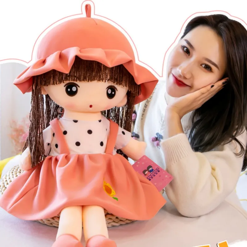 45cm Super Kawaii Plush Girls Doll with Clothes Kid Girls Baby Appease Toys Stuffed  Plush Toys for Children Gift
