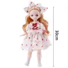 Bjd Dolls 30cm Anime Doll Full Set 1/6 Bjd DIY Toys For Kid Girls 23 Joint Movable Body With Skirt Hat Headdress Dress Up Kawaii
