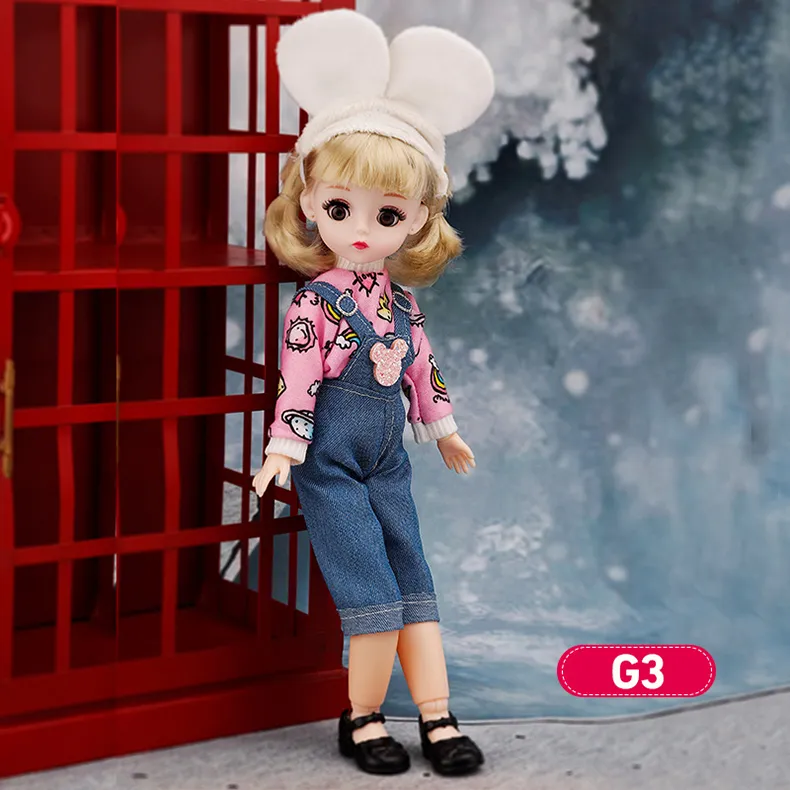 Bjd Dolls 30cm Anime Doll Full Set 1/6 Bjd DIY Toys For Kid Girls 23 Joint Movable Body With Skirt Hat Headdress Dress Up Kawaii